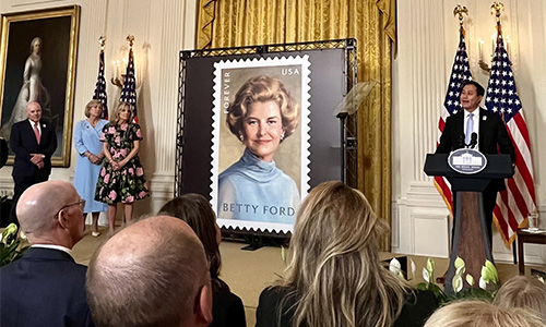 The unveiling of the Betty Ford stamp at the White House