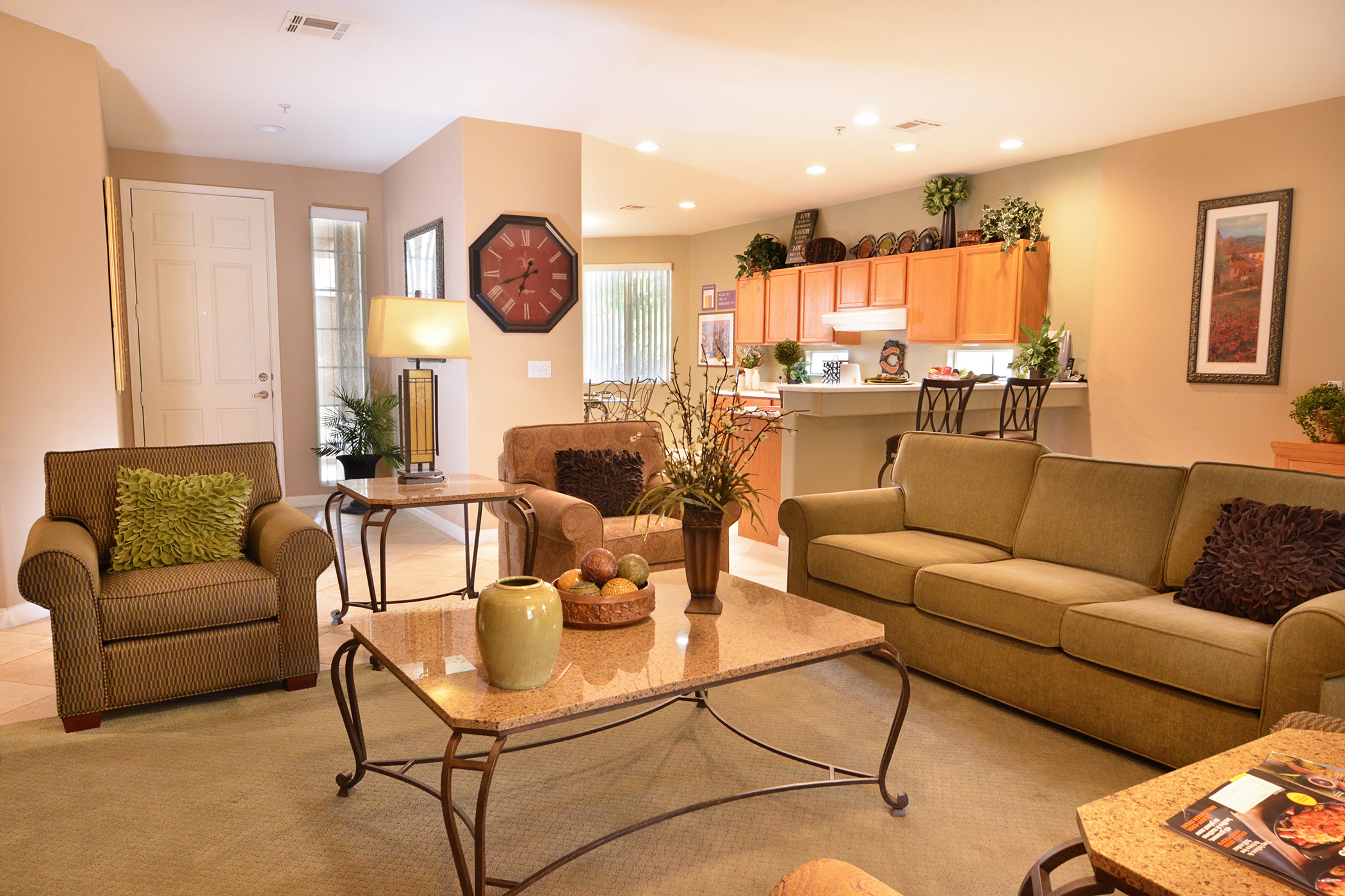 A view inside a sober living home with comfortable furniture